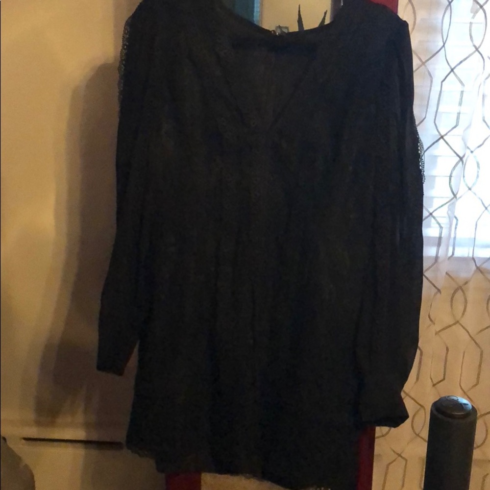 Adelyn Rae lace and sheer little black dress